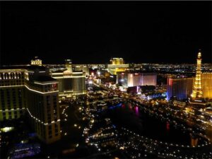 Flygbild över Las Vegas där poker-VM spelas